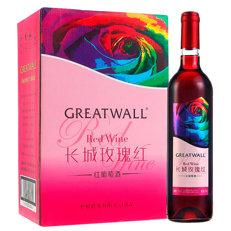 长城(greatwall)红酒 甜酒 甜型葡萄酒整箱装750ml*6瓶 玫瑰红 整箱